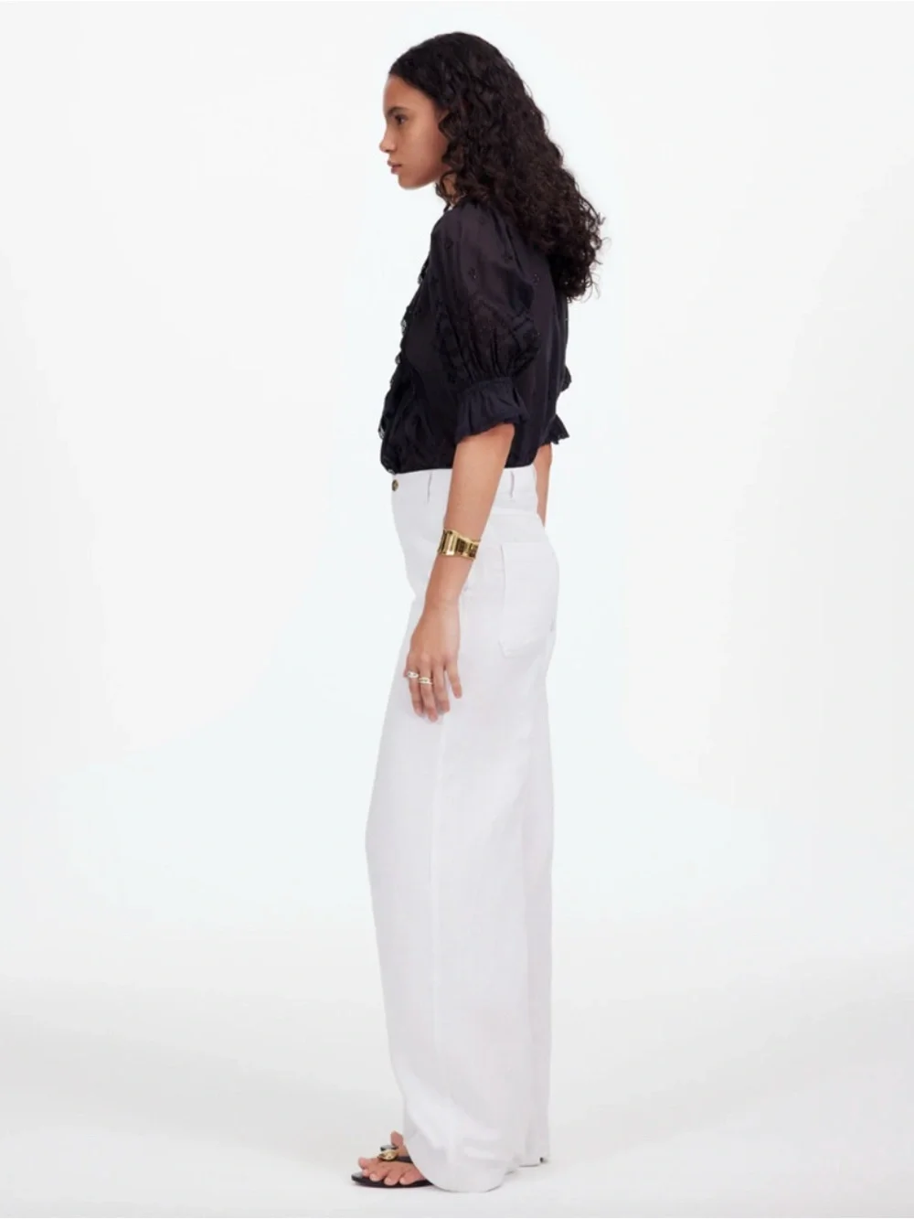 Madewell The Zoe Relaxed Wide Pant in 100% Linen Size 14 in Salt White - Picture 2 of 12